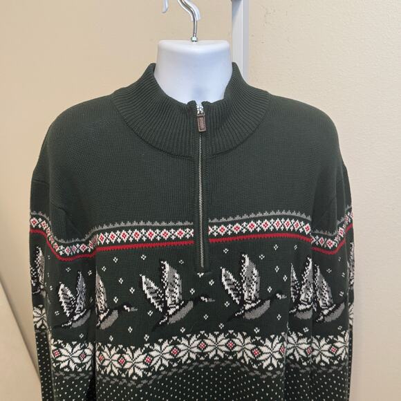 The Foundry Supply Co. 1/4 Zip Fair Isle Goose Sweater Size 2XL Heritage Cotton - Picture 4 of 6